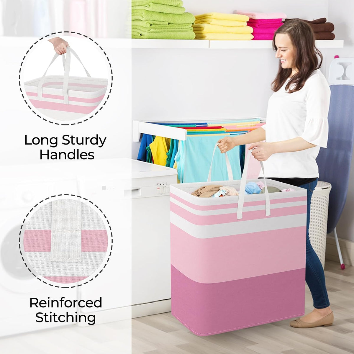 Laundry Basket Hamper, 75L Collapsible Clothes Storage, Grey