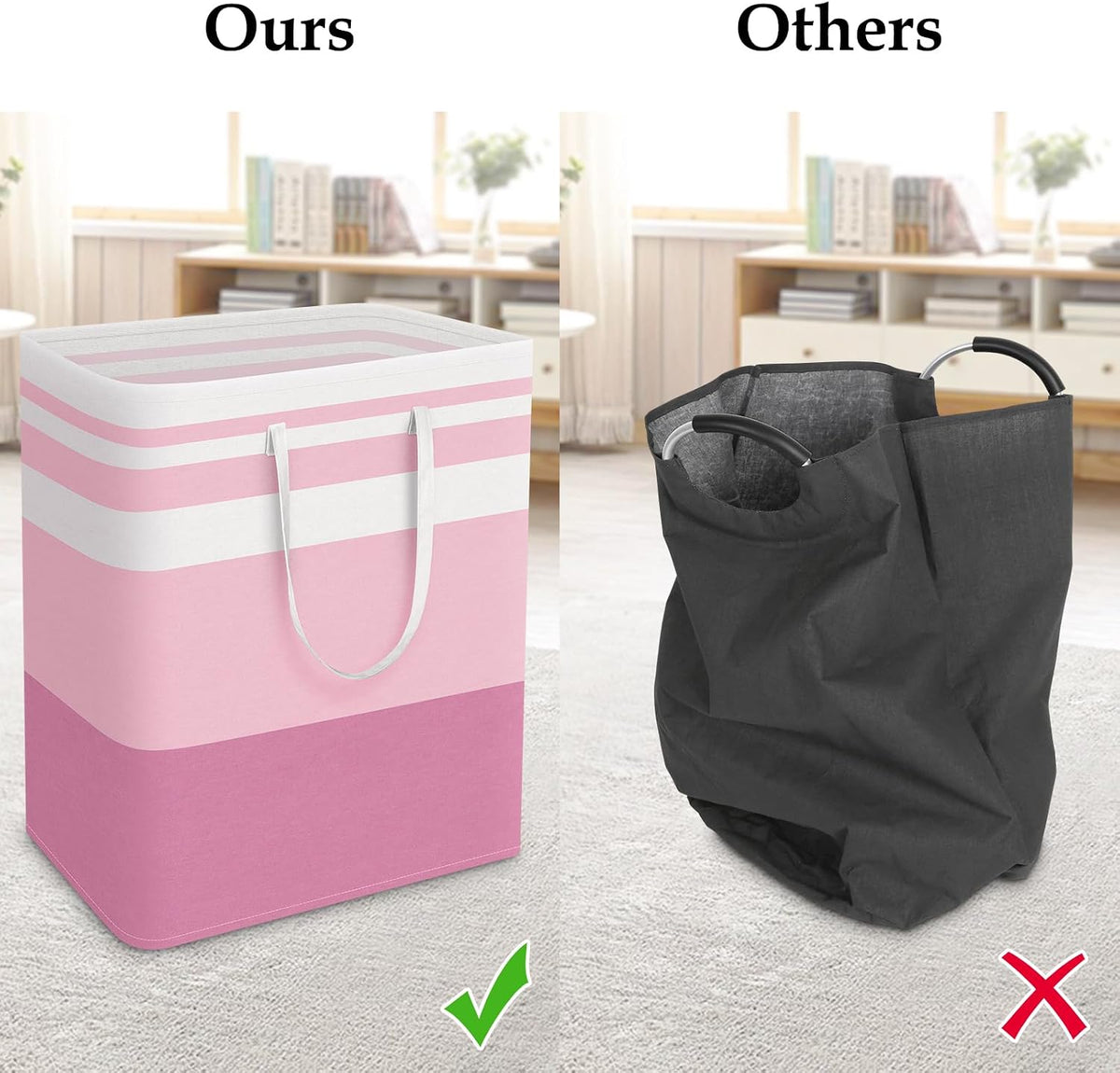Laundry Basket Hamper, 75L Collapsible Clothes Storage, Grey