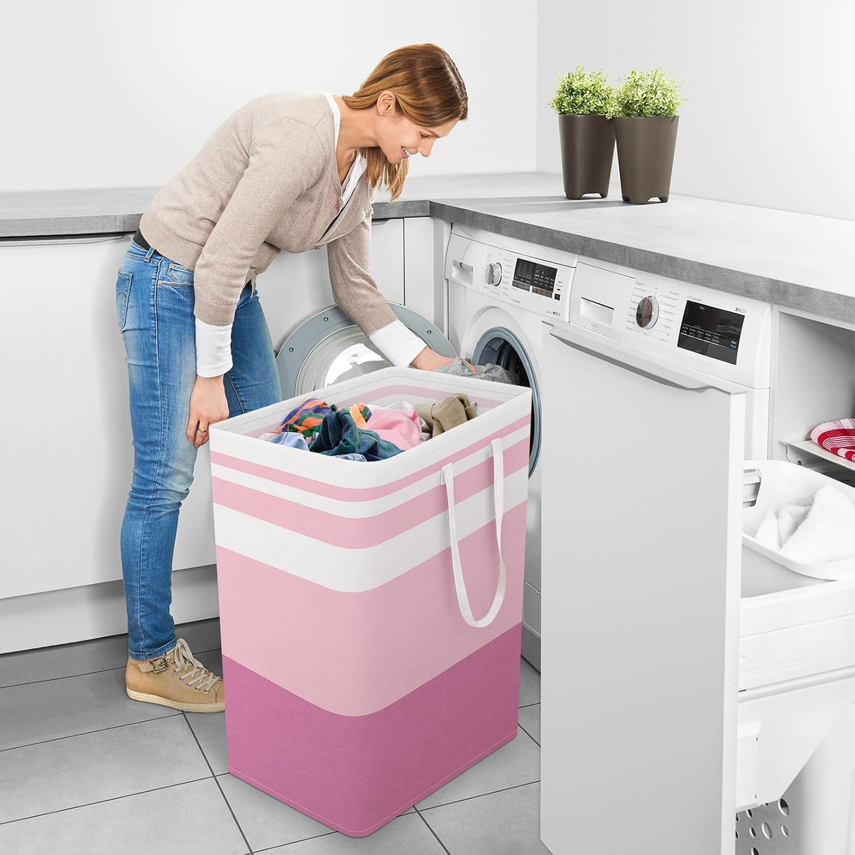 Laundry Basket Hamper, 75L Collapsible Clothes Storage, Grey