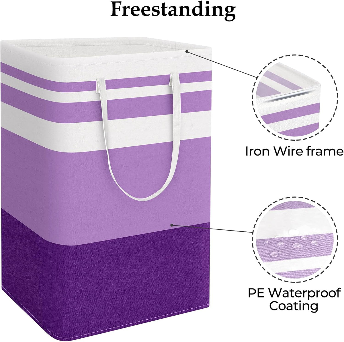 Laundry Basket Hamper, 75L Collapsible Clothes Storage, Grey