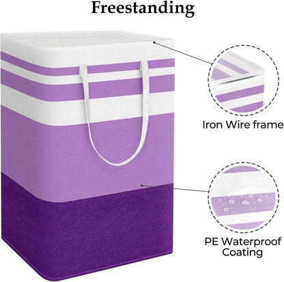 Laundry Basket Hamper, 75L Collapsible Clothes Storage, Grey