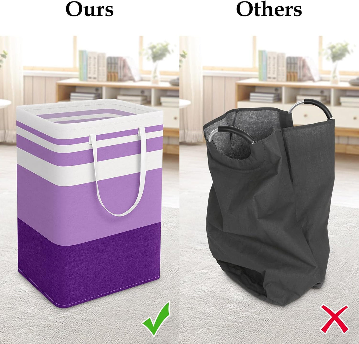 Laundry Basket Hamper, 75L Collapsible Clothes Storage, Grey