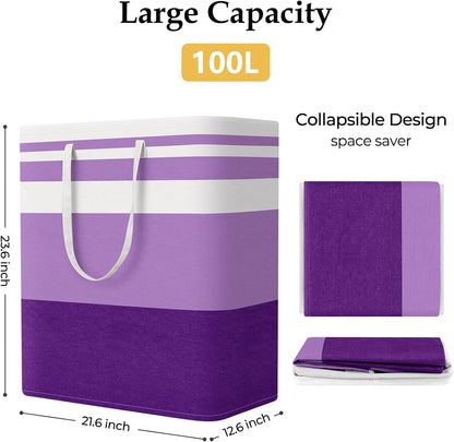 Laundry Basket Hamper, 75L Collapsible Clothes Storage, Grey