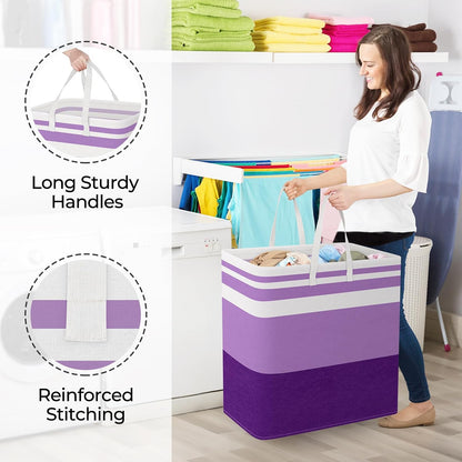 Laundry Basket Hamper, 75L Collapsible Clothes Storage, Grey