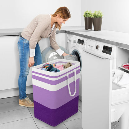 Laundry Basket Hamper, 75L Collapsible Clothes Storage, Grey