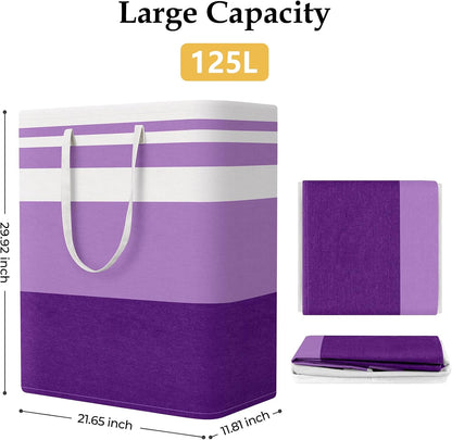 Laundry Basket Hamper, 75L Collapsible Clothes Storage, Grey