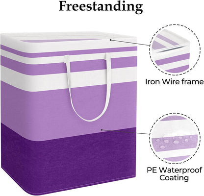 Laundry Basket Hamper, 75L Collapsible Clothes Storage, Grey