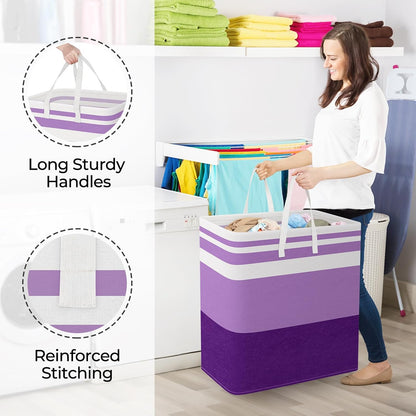 Laundry Basket Hamper, 75L Collapsible Clothes Storage, Grey