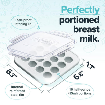 My Milk Silicone Breast Milk Freezer Trays, Mint, 2-Pack