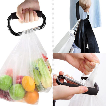 Stroller Hooks by Baby,2 pcs Carabiner Stroller Hook Organizer for Hanging Purses, Diaper Bag, Shopping Bags. Clip Fits Single/Twin Travel Systems, Car Seats and Joggers (Black)