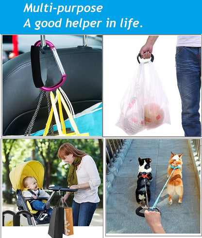 Stroller Hooks by Baby,2 pcs Carabiner Stroller Hook Organizer for Hanging Purses, Diaper Bag, Shopping Bags. Clip Fits Single/Twin Travel Systems, Car Seats and Joggers (Black)
