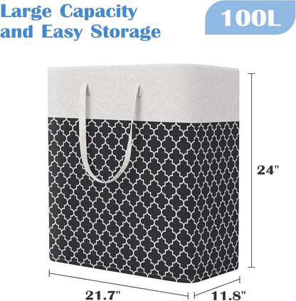 3-Pack Laundry Basket, Freestanding＆Waterproof Laundry Hamper, Collapsible Tall Clothes Hamper with Easy Carry Handles for Clothes, Towels in the Family and Dorm,Clover Grey,75L