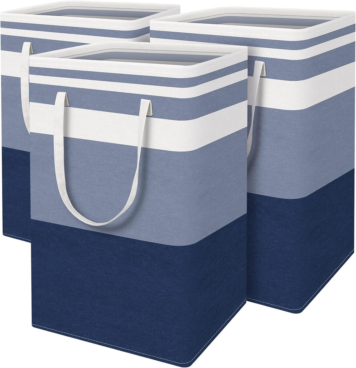 3-Pack Laundry Basket, Freestanding＆Waterproof Laundry Hamper, Collapsible Tall Clothes Hamper with Easy Carry Handles for Clothes, Towels in the Family and Dorm,Clover Grey,75L