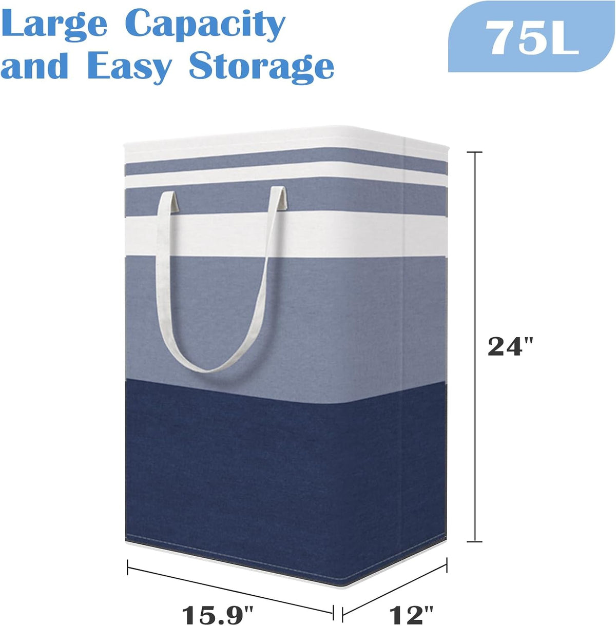 3-Pack Laundry Basket, Freestanding＆Waterproof Laundry Hamper, Collapsible Tall Clothes Hamper with Easy Carry Handles for Clothes, Towels in the Family and Dorm,Clover Grey,75L