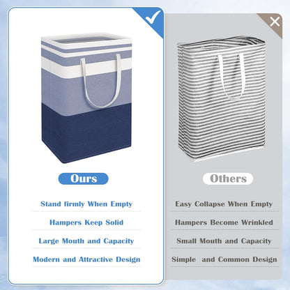 3-Pack Laundry Basket, Freestanding＆Waterproof Laundry Hamper, Collapsible Tall Clothes Hamper with Easy Carry Handles for Clothes, Towels in the Family and Dorm,Clover Grey,75L