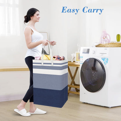 3-Pack Laundry Basket, Freestanding＆Waterproof Laundry Hamper, Collapsible Tall Clothes Hamper with Easy Carry Handles for Clothes, Towels in the Family and Dorm,Clover Grey,75L