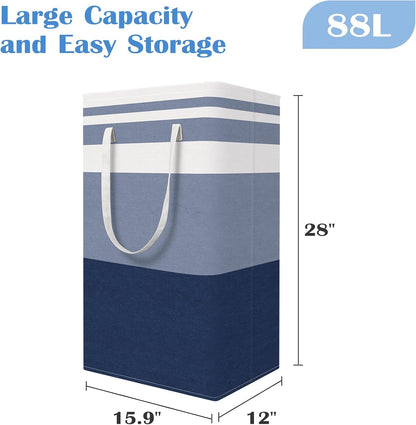 3-Pack Laundry Basket, Freestanding＆Waterproof Laundry Hamper, Collapsible Tall Clothes Hamper with Easy Carry Handles for Clothes, Towels in the Family and Dorm,Clover Grey,75L