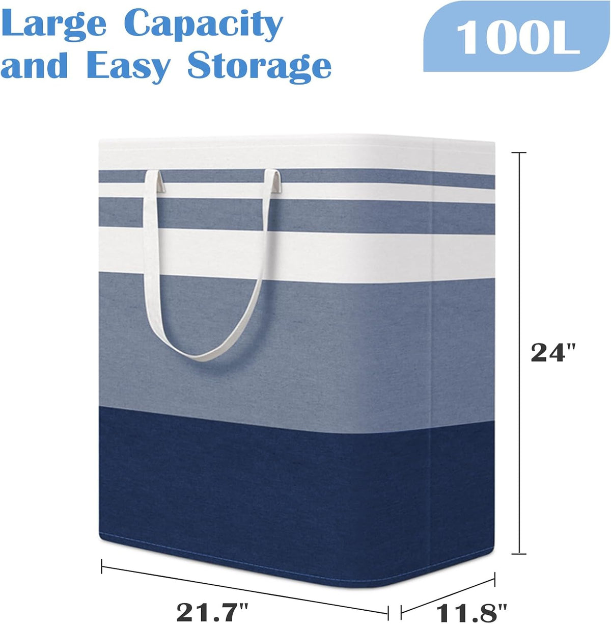 3-Pack Laundry Basket, Freestanding＆Waterproof Laundry Hamper, Collapsible Tall Clothes Hamper with Easy Carry Handles for Clothes, Towels in the Family and Dorm,Clover Grey,75L