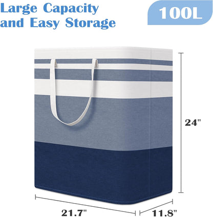 3-Pack Laundry Basket, Freestanding＆Waterproof Laundry Hamper, Collapsible Tall Clothes Hamper with Easy Carry Handles for Clothes, Towels in the Family and Dorm,Clover Grey,75L