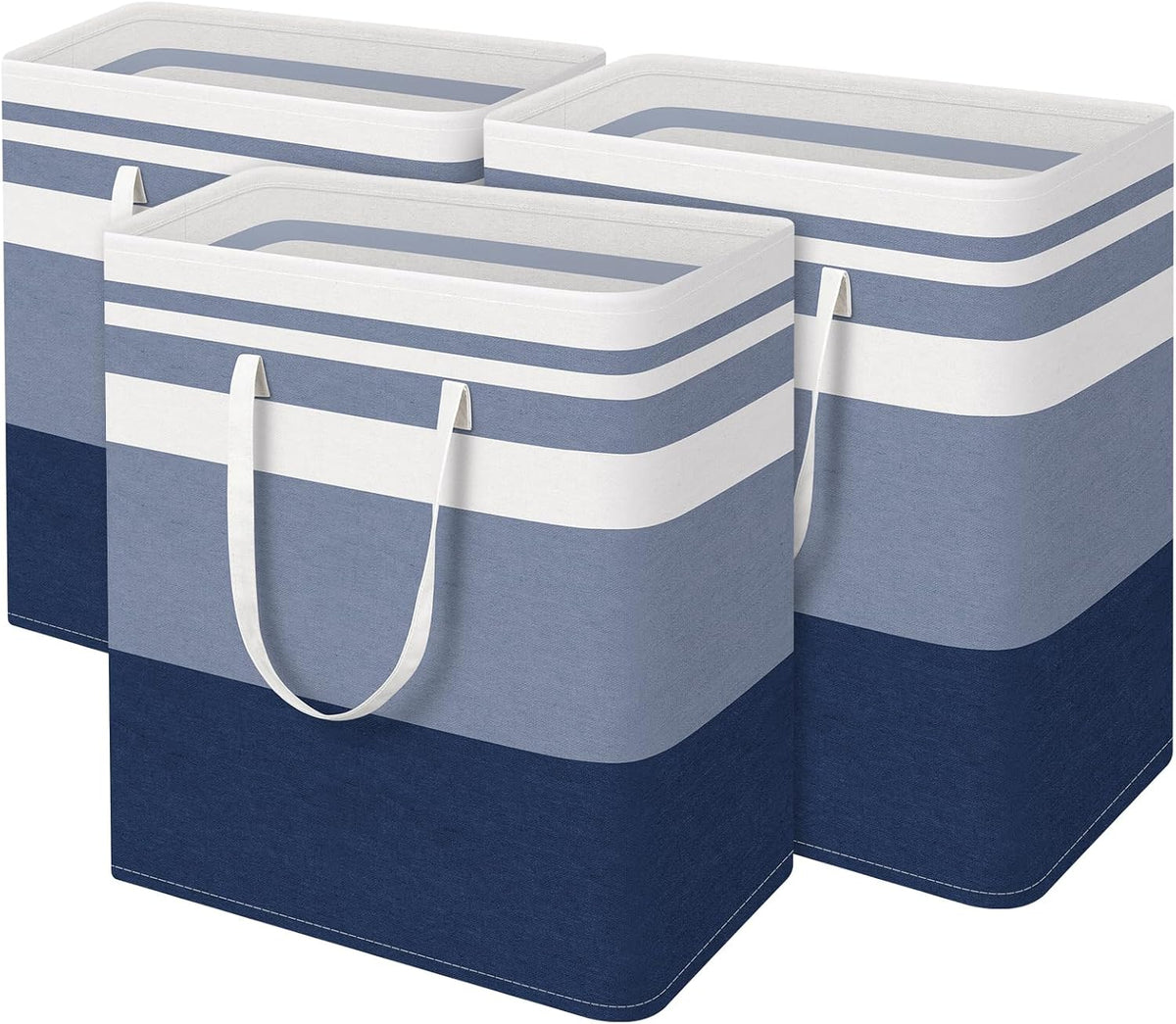 3-Pack Laundry Basket, Freestanding＆Waterproof Laundry Hamper, Collapsible Tall Clothes Hamper with Easy Carry Handles for Clothes, Towels in the Family and Dorm,Clover Grey,75L