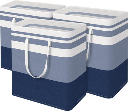 3-Pack Laundry Basket, Freestanding＆Waterproof Laundry Hamper, Collapsible Tall Clothes Hamper with Easy Carry Handles for Clothes, Towels in the Family and Dorm,Clover Grey,75L