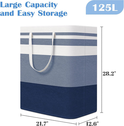 3-Pack Laundry Basket, Freestanding＆Waterproof Laundry Hamper, Collapsible Tall Clothes Hamper with Easy Carry Handles for Clothes, Towels in the Family and Dorm,Clover Grey,75L