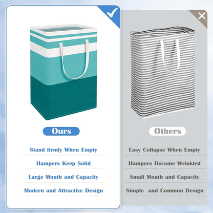 3-Pack Laundry Basket, Freestanding＆Waterproof Laundry Hamper, Collapsible Tall Clothes Hamper with Easy Carry Handles for Clothes, Towels in the Family and Dorm,Clover Grey,75L