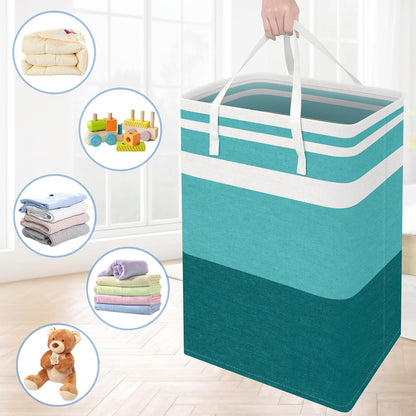 3-Pack Laundry Basket, Freestanding＆Waterproof Laundry Hamper, Collapsible Tall Clothes Hamper with Easy Carry Handles for Clothes, Towels in the Family and Dorm,Clover Grey,75L