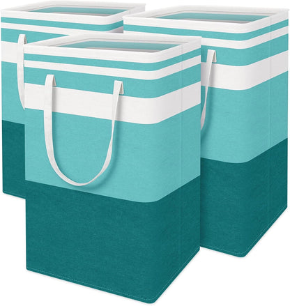 3-Pack Laundry Basket, Freestanding＆Waterproof Laundry Hamper, Collapsible Tall Clothes Hamper with Easy Carry Handles for Clothes, Towels in the Family and Dorm,Clover Grey,75L