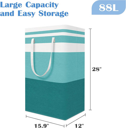 3-Pack Laundry Basket, Freestanding＆Waterproof Laundry Hamper, Collapsible Tall Clothes Hamper with Easy Carry Handles for Clothes, Towels in the Family and Dorm,Clover Grey,75L