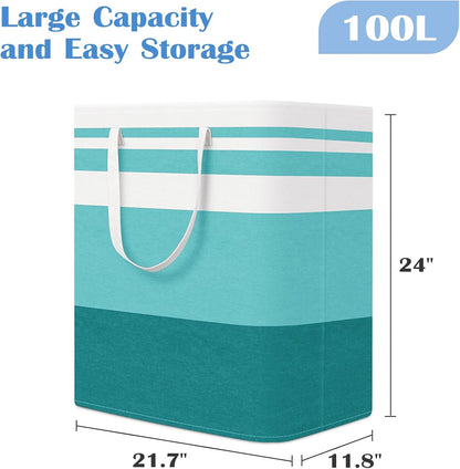 3-Pack Laundry Basket, Freestanding＆Waterproof Laundry Hamper, Collapsible Tall Clothes Hamper with Easy Carry Handles for Clothes, Towels in the Family and Dorm,Clover Grey,75L