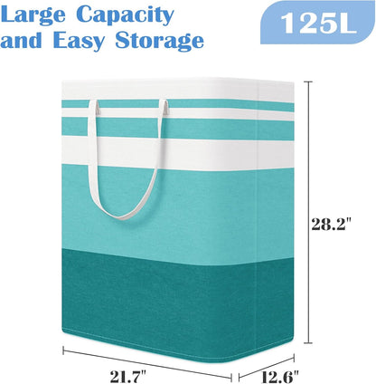 3-Pack Laundry Basket, Freestanding＆Waterproof Laundry Hamper, Collapsible Tall Clothes Hamper with Easy Carry Handles for Clothes, Towels in the Family and Dorm,Clover Grey,75L