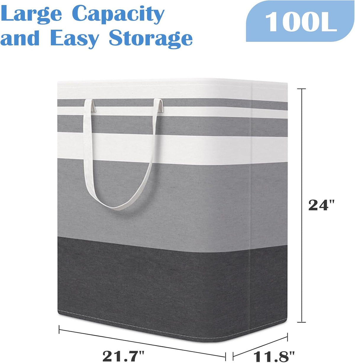 3-Pack Laundry Basket, Freestanding＆Waterproof Laundry Hamper, Collapsible Tall Clothes Hamper with Easy Carry Handles for Clothes, Towels in the Family and Dorm,Clover Grey,75L