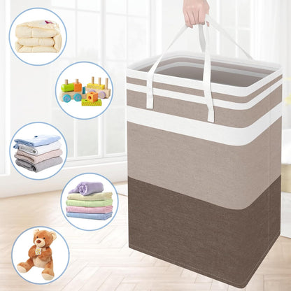 3-Pack Laundry Basket, Freestanding＆Waterproof Laundry Hamper, Collapsible Tall Clothes Hamper with Easy Carry Handles for Clothes, Towels in the Family and Dorm,Clover Grey,75L