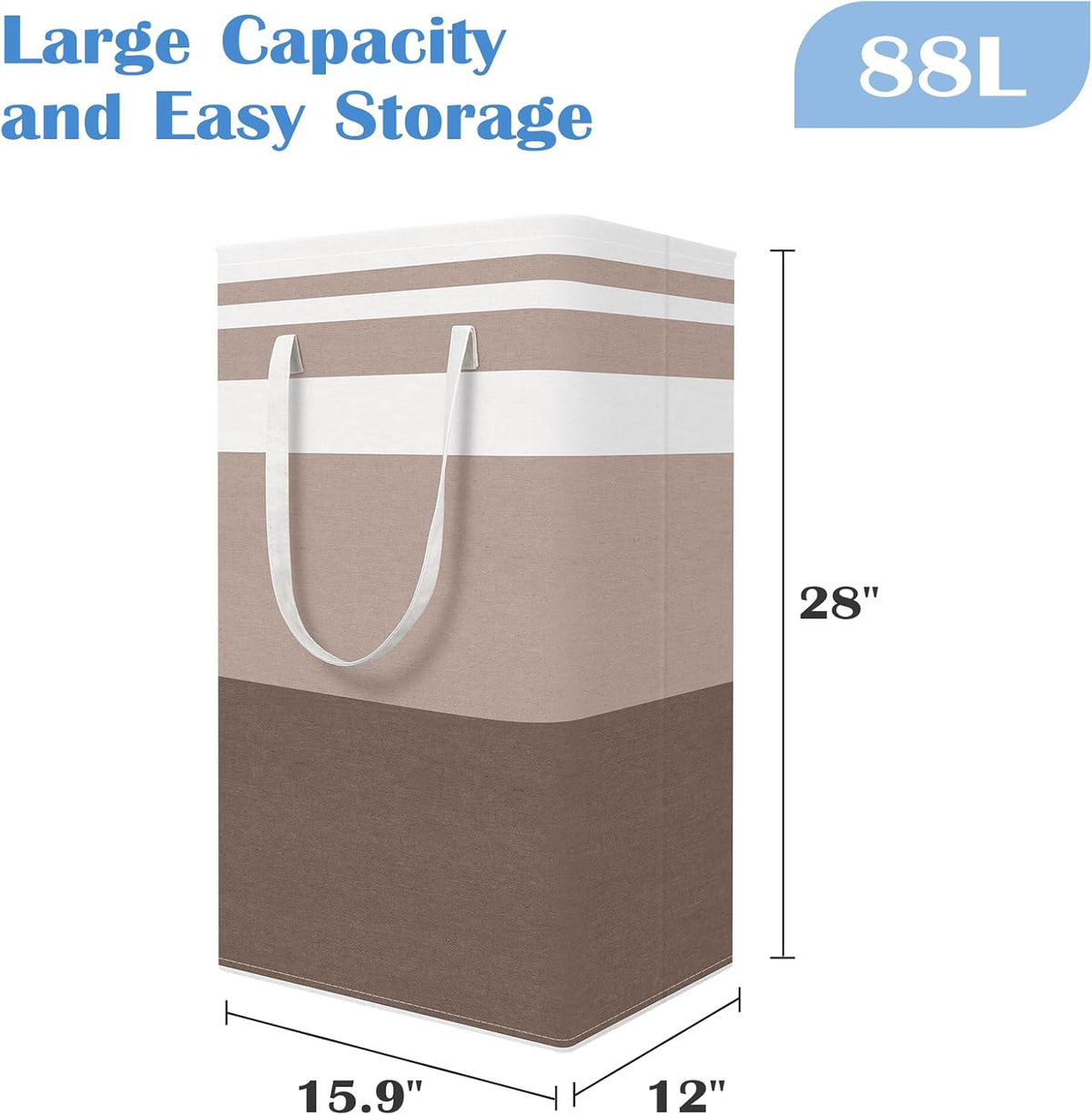 3-Pack Laundry Basket, Freestanding＆Waterproof Laundry Hamper, Collapsible Tall Clothes Hamper with Easy Carry Handles for Clothes, Towels in the Family and Dorm,Clover Grey,75L