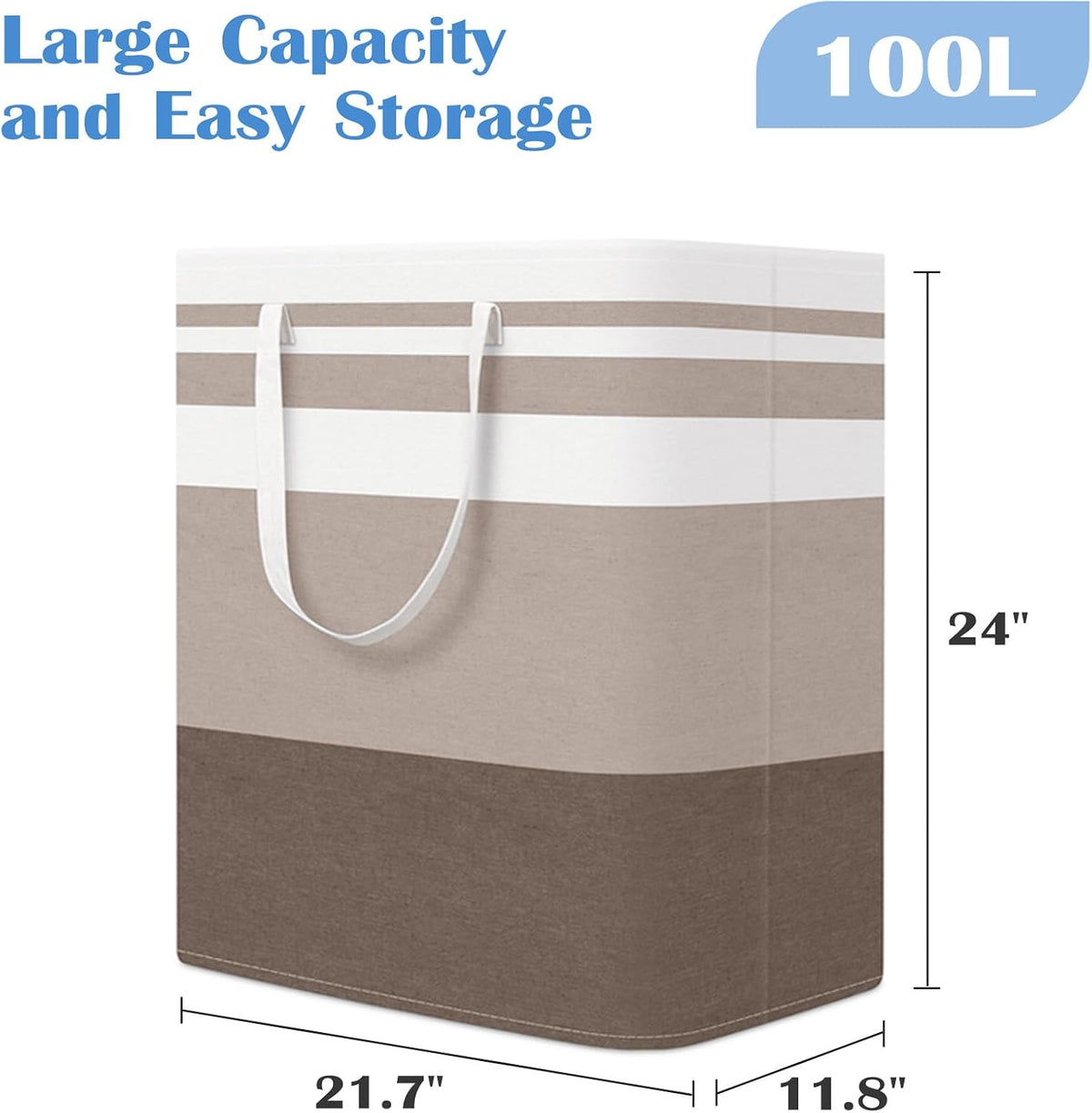 3-Pack Laundry Basket, Freestanding＆Waterproof Laundry Hamper, Collapsible Tall Clothes Hamper with Easy Carry Handles for Clothes, Towels in the Family and Dorm,Clover Grey,75L