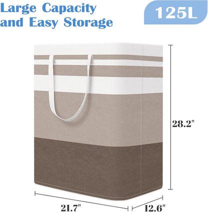 3-Pack Laundry Basket, Freestanding＆Waterproof Laundry Hamper, Collapsible Tall Clothes Hamper with Easy Carry Handles for Clothes, Towels in the Family and Dorm,Clover Grey,75L