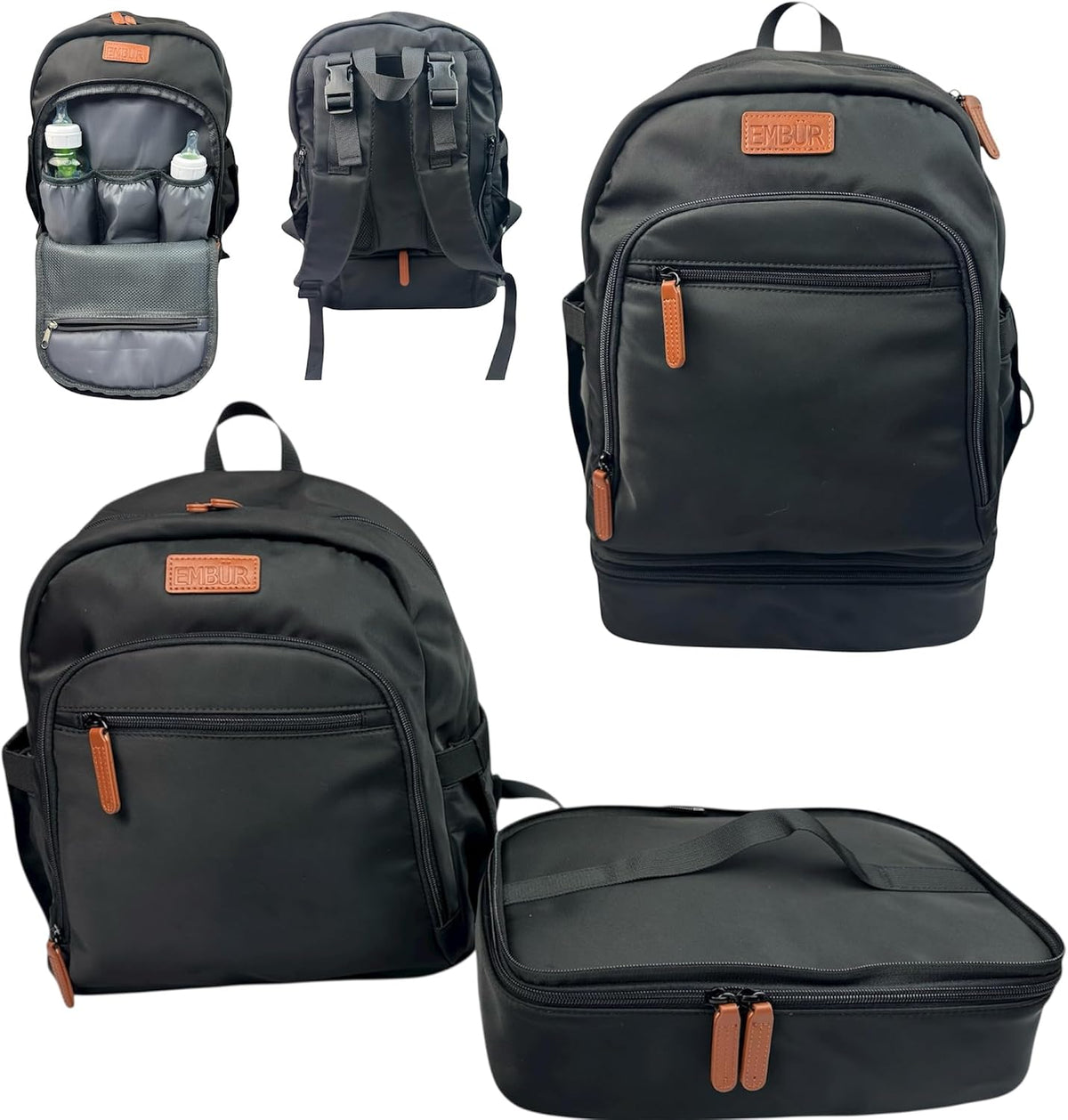 Diaper Bag Backpack with Detachable Insulated Cooler – Waterproof, Lightweight Baby Bag with Multi-Compartments, Stroller Straps, Changing Pad, Large Capacity, Ice Packs Included