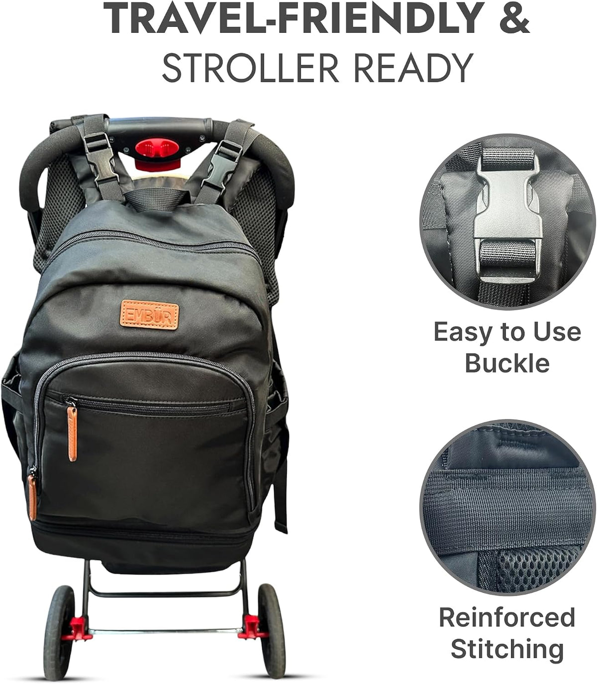 Diaper Bag Backpack with Detachable Insulated Cooler – Waterproof, Lightweight Baby Bag with Multi-Compartments, Stroller Straps, Changing Pad, Large Capacity, Ice Packs Included
