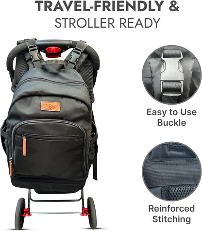 Diaper Bag Backpack with Detachable Insulated Cooler – Waterproof, Lightweight Baby Bag with Multi-Compartments, Stroller Straps, Changing Pad, Large Capacity, Ice Packs Included
