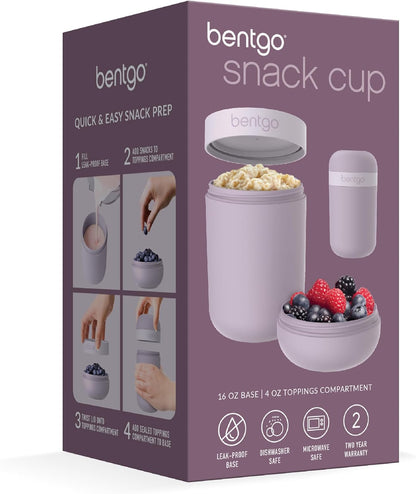 Snack Cup, Leak-Proof Snack Container with Toppings Compartment