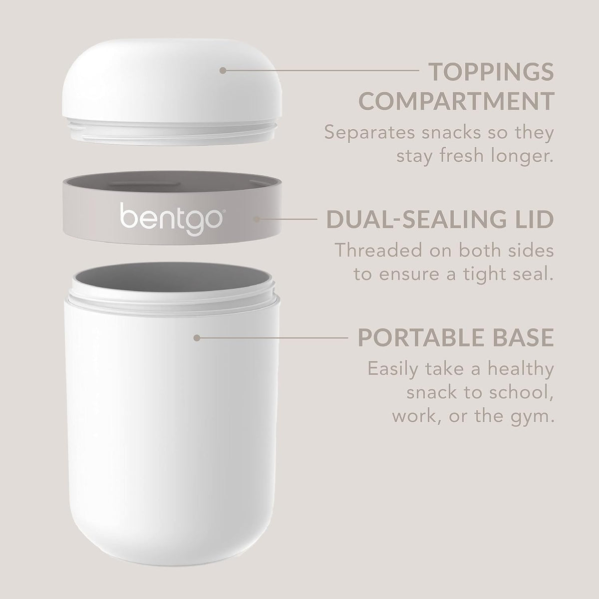 Snack Cup, Leak-Proof Snack Container with Toppings Compartment