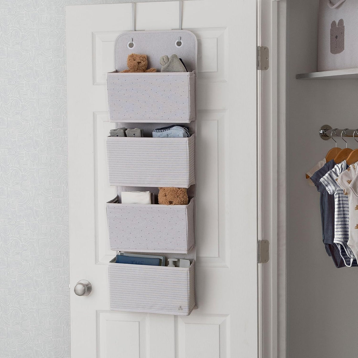 babyGap 2-Pack Over the Door Storage Organizer with 4 Pockets, Tan