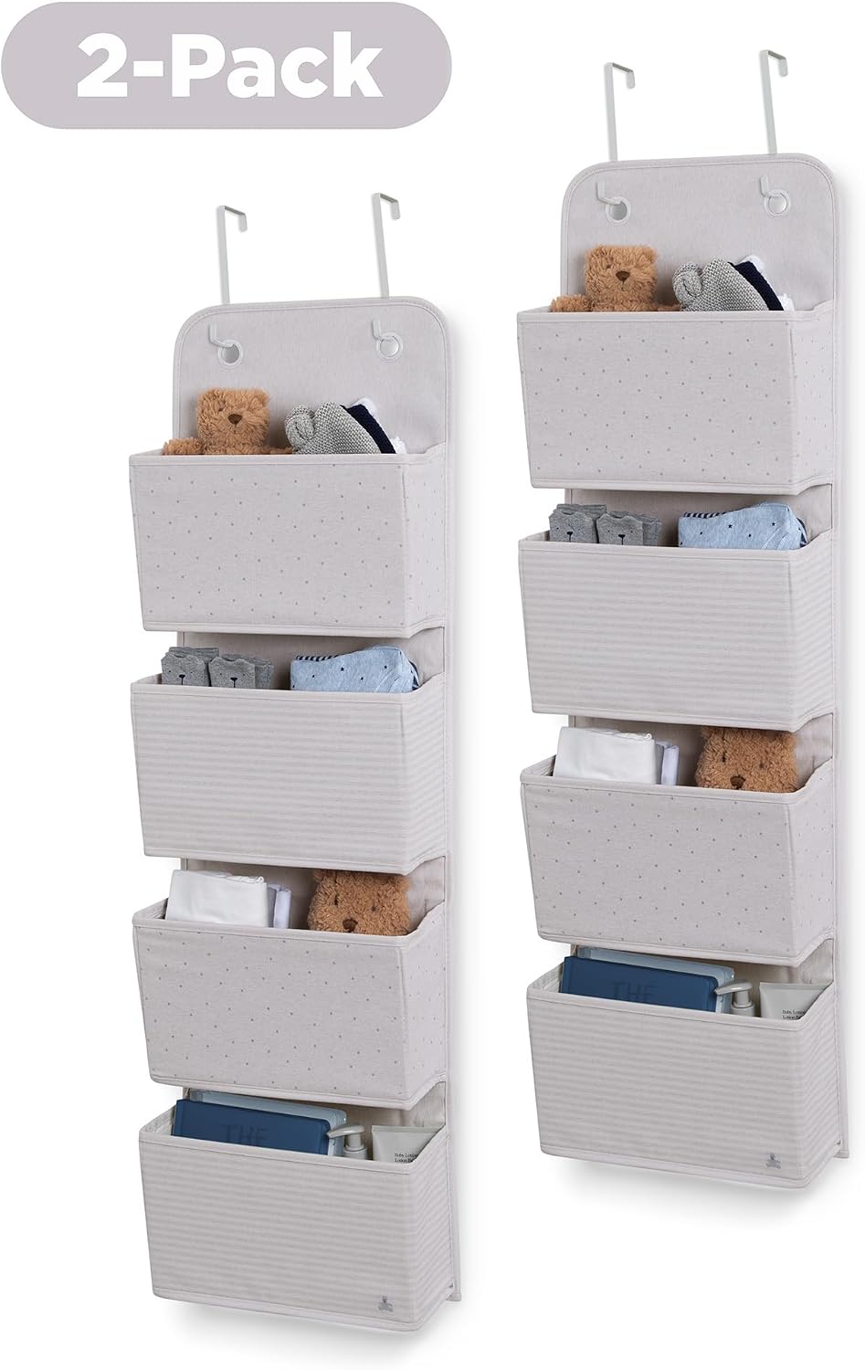 babyGap 2-Pack Over the Door Storage Organizer with 4 Pockets, Tan