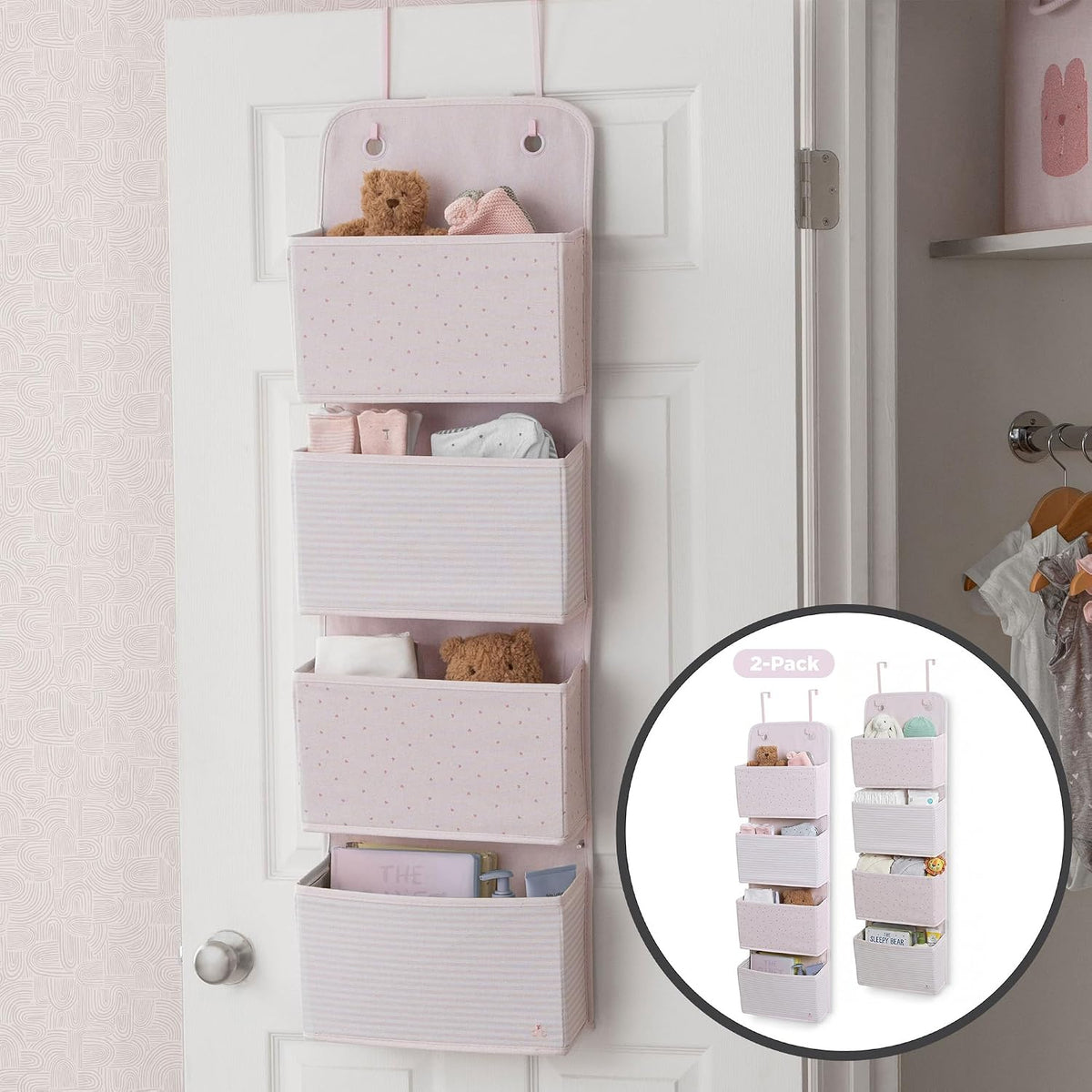 babyGap 2-Pack Over the Door Storage Organizer with 4 Pockets, Tan