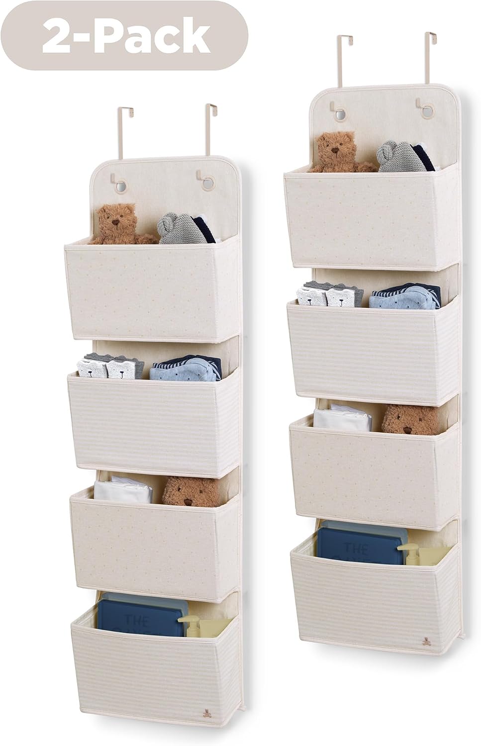 babyGap 2-Pack Over the Door Storage Organizer with 4 Pockets, Tan