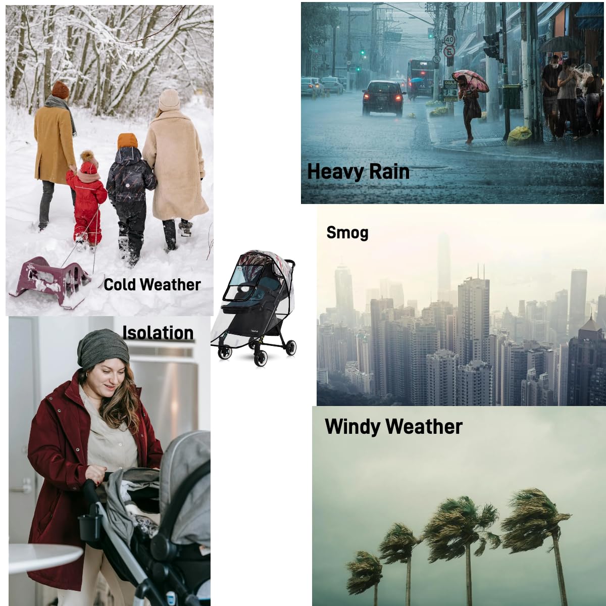 Stroller Rain Cover, Universal Baby Travel Weather Shield