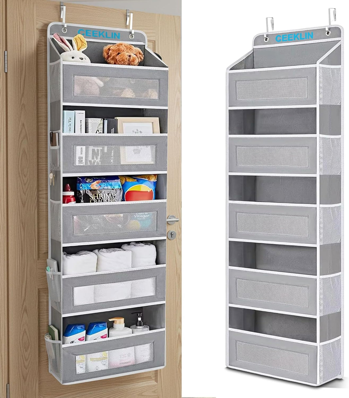 Wall & Door Hanging Organizer with Mesh Pockets – Over The Door Storage Organizer for Bedroom, Bathroom, Closet & Pantry, Space Saving Fabric Pocket Organizer