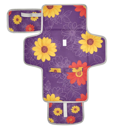 Flowers Leaves Design Portable Diaper Changing Pad for Family