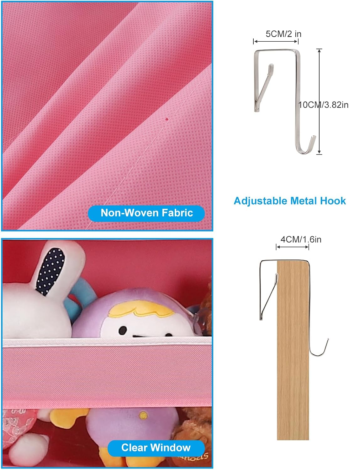 Over Door Hanging Organizer, No Tilt Baby Closet Organizer for Diaper Kids Toys, Hanging Organizer Storage for Newborn Essentials Nursery Bathroom (6 tier Pink)